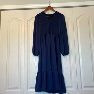 Navy Blue Formal Smocked Dress